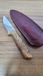 Safir Knife - Safir SZ6 Zeytin Saplı Av Kamp Bıçağı Deri Kılıflı