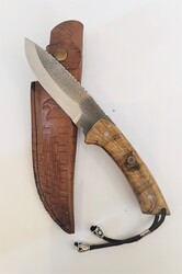 Safir SZ7 Zeytin Saplı Av Kamp Bıçağı Deri Kılıflı - 5