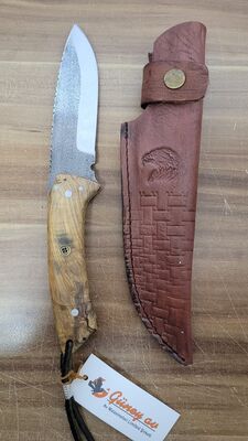 Safir SZ7 Zeytin Saplı Av Kamp Bıçağı Deri Kılıflı - 4