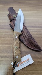 Safir SZ9 Zeytin Saplı Av Kamp Bıçağı Deri Kılıflı - 1