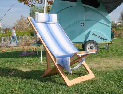 Semender Outdoor Ayarlanabilir Kamp Şezlongu Mavi Çizgili - 2