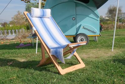 Semender Outdoor Ayarlanabilir Kamp Şezlongu Mavi Çizgili - 5