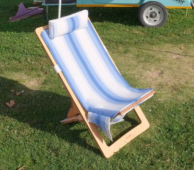 Semender Outdoor Ayarlanabilir Kamp Şezlongu Mavi Çizgili - 1
