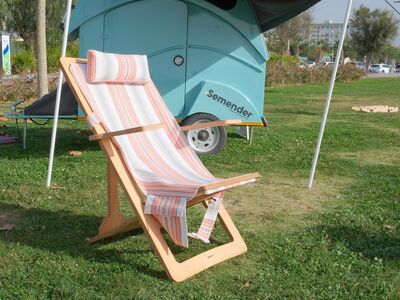 Semender Outdoor Ayarlanabilir Kamp Şezlongu Pembe Çizgili - 2