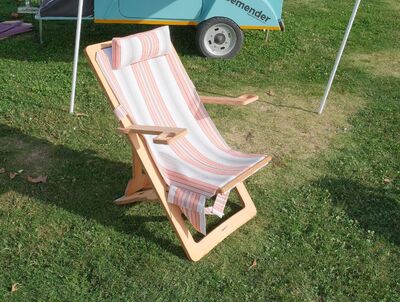 Semender Outdoor Ayarlanabilir Kamp Şezlongu Pembe Çizgili - 3