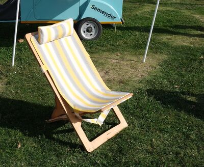 Semender Outdoor Ayarlanabilir Kamp Şezlongu Sarı Çizgili - 1