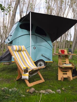Semender Outdoor Ayarlanabilir Kamp Şezlongu Sarı Çizgili