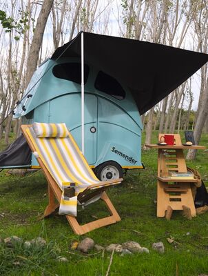 Semender Outdoor Ayarlanabilir Kamp Şezlongu Sarı Çizgili - 2