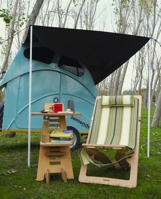Semender Outdoor Ayarlanabilir Kamp Şezlongu Yeşil Çizgili - 2