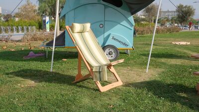 Semender Outdoor Ayarlanabilir Kamp Şezlongu Yeşil Çizgili - 3