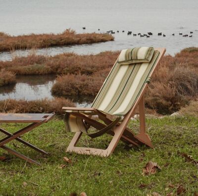 Semender Outdoor Ayarlanabilir Kamp Şezlongu Yeşil Çizgili