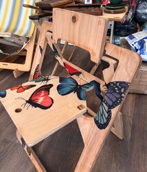 Semender Tasarım Ahşap Katlanabilir Sandalye Kelebek - Thumbnail