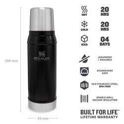 Stanley Classic Vacuum Bottle 0,75Lt Termos Siyah - Thumbnail