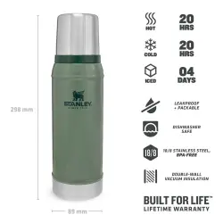 Stanley Vakumlu Paslanmaz Çelik Termos 0.75Lt Hammertone Green - 4