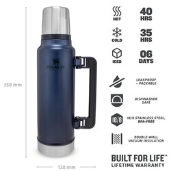 Stanley Classic Vacuum Bottle 1,4Lt Termos NightFall - Thumbnail