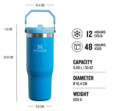 Stanley Flip Straw Tumbler Pipetli Termos Bardak 0,89 LT Azure - 2