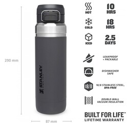 Stanley Go Quick Flip Paslanmaz Çelik Su Termosu 1.06Lt Charcoal - 4