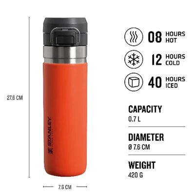 Stanley Go Quick Flip Paslanmaz Çelik Su Termosu 0.70 lt Turuncu - 2