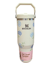 Stanley IceFlow Straw Tumbler Pipetli Termos 0,89 Lt Çiçekli - STANLEY