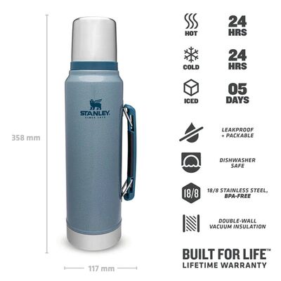 Stanley Klasik Vakumlu Paslanmaz Çelik Termos 1Lt Hammertone Ice - 4