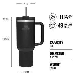 Stanley Quencher Pipetli Termos Bardak 1.18Lt Black - 2