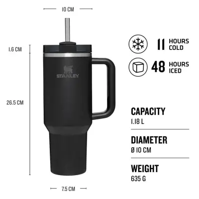 Stanley Quencher Pipetli Termos Bardak 1.18Lt Black - 2