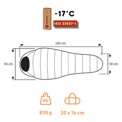 Trimm Peak 400 -17'C Superlite Uyku Tulumu - 195R, Gri - 2