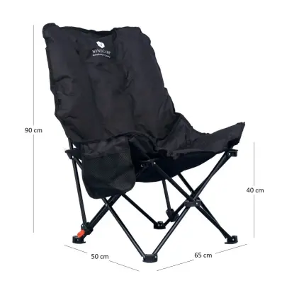 Windcamp Katlanır Kamp Sandalyesi 3 Aşamalı Siyah 120kg Taşıma - 1