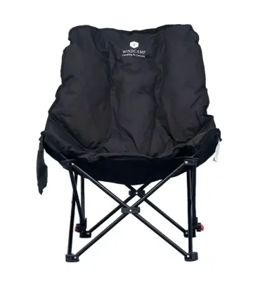 Windcamp Katlanır Kamp Sandalyesi 3 Aşamalı Siyah 120kg Taşıma - 4