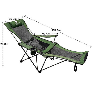 Windcamp Katlanır Kamp Sandalyesi Ayak Uzatmalı Şezlong Yeşil - 2