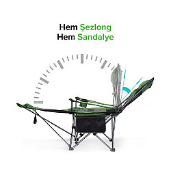 Windcamp Katlanır Kamp Sandalyesi Ayak Uzatmalı Şezlong Yeşil - 3