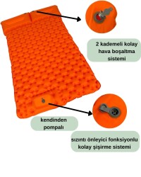 Windcamp Kendinden Pompalı Çift Kişilik Şişme Yatak Turuncu - 3