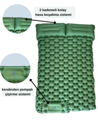 Windcamp Kendinden Pompalı Çift Kişilik Şişme Yatak Yeşil - 2