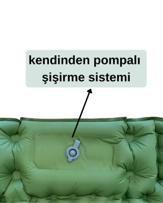 Windcamp Kendinden Pompalı Çift Kişilik Şişme Yatak Yeşil - 4
