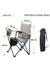 Wolfy Lux Kamp Sandalyesi Siyah Gri Panda Desenli - 9